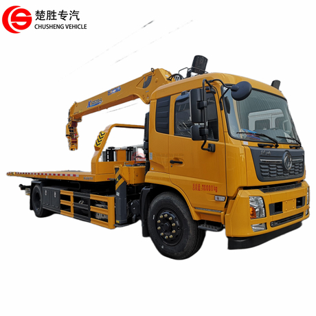Dongfeng 8 tons rollback flatbed towing truck with crane